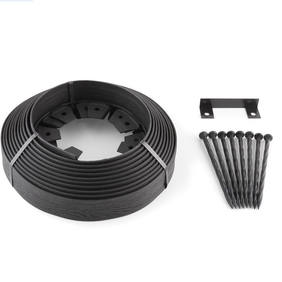 Expert Gardener No-Dig Plastic Edging 30 ft., with Spikes, Black