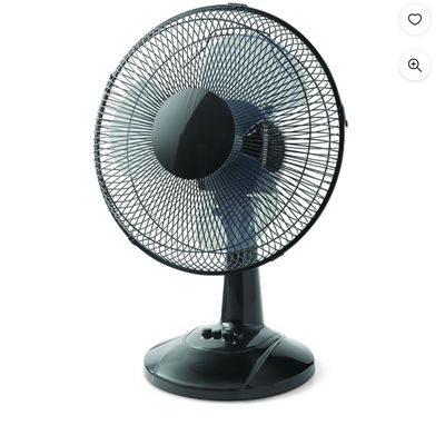 Mainstays 12 3-Speed Oscillating Table Fan, FT30-8MBB, Black