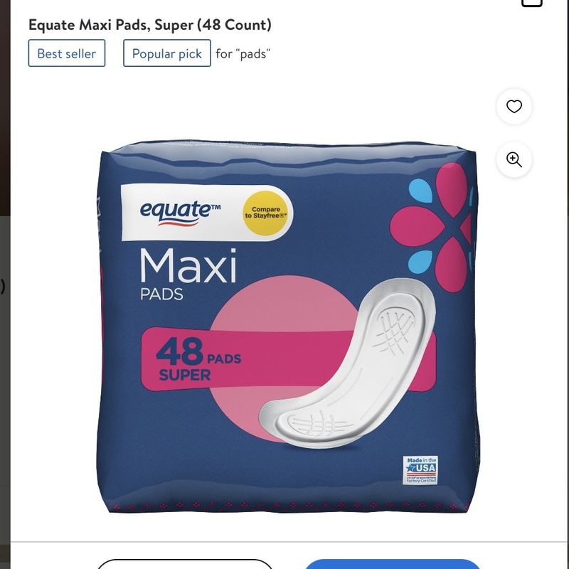 Equate Maxi Pads, Super (48 Count)