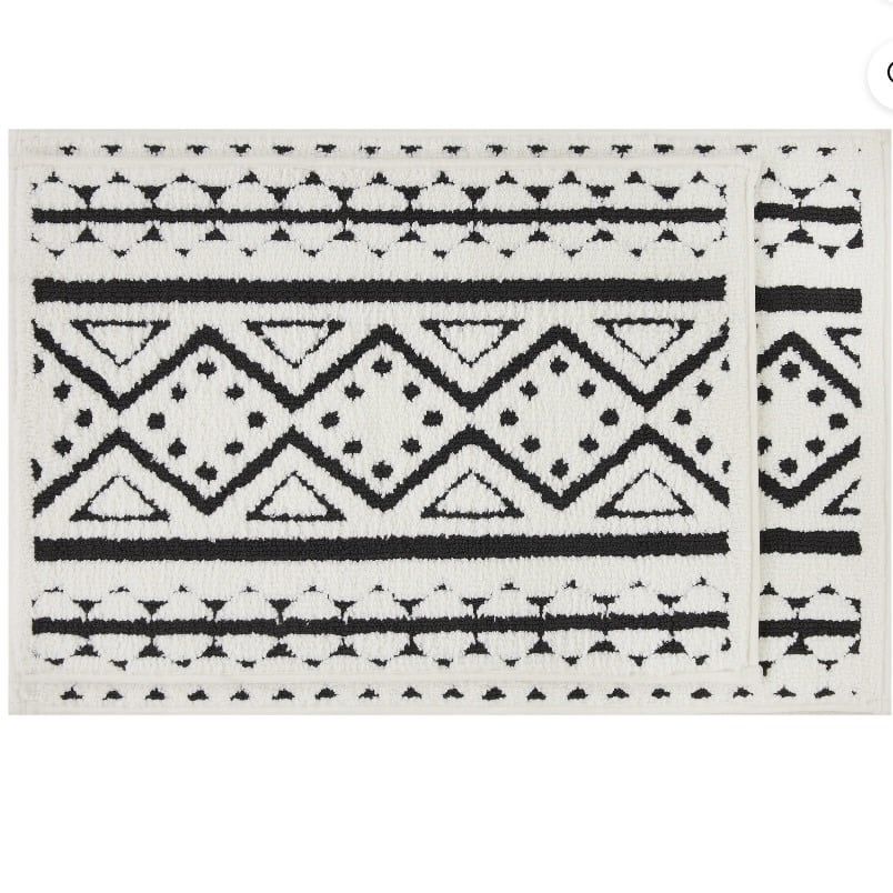 Better homes and garden 2pc off white and black bath rug set