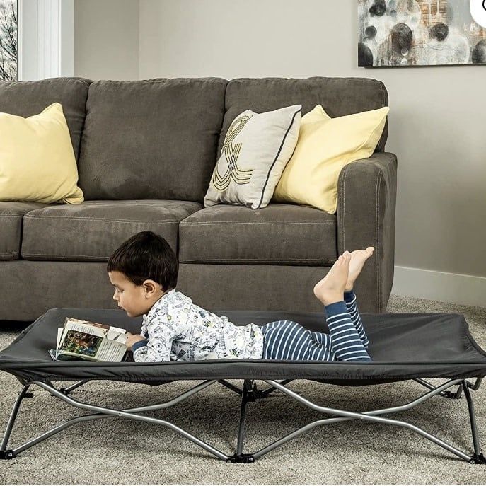Regalo Portable My Cot, Gray, Toddler Cot, 48 Long, 24.5 Wide, Ages 2 to 5 Years