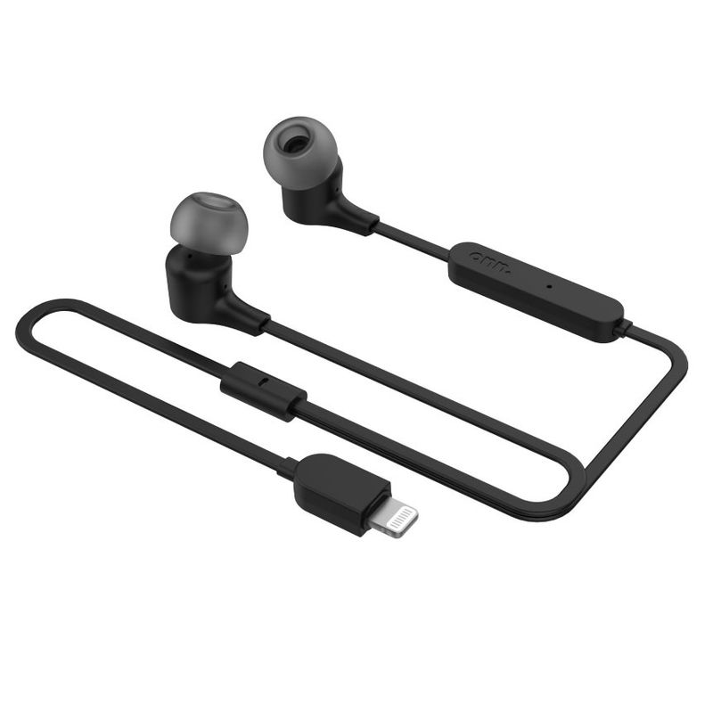 onn. In-ear Earphones with Microphone and Lightning Connector, Black