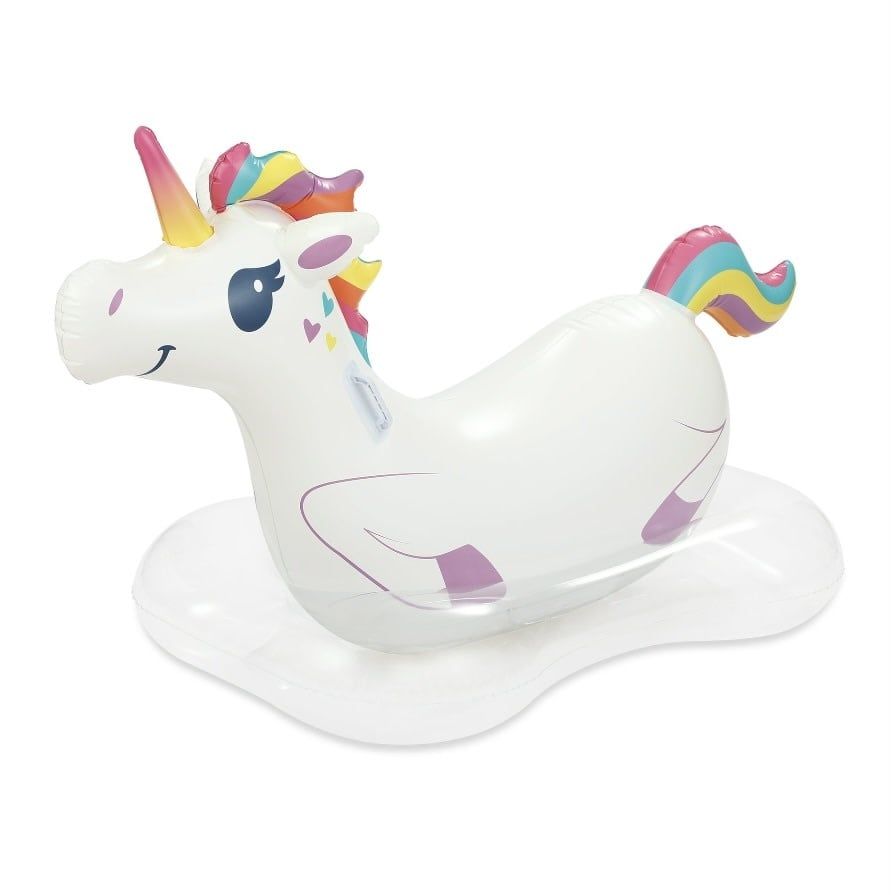 Inflatable Unicorn Ride-on Pool Float, White, for Kids and Adults