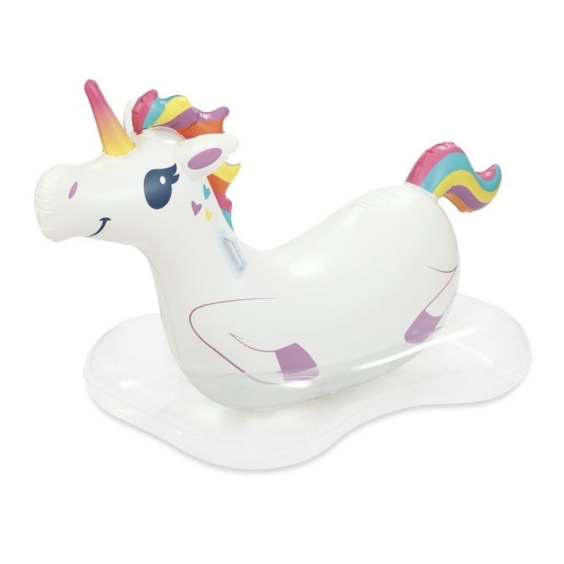 Inflatable Unicorn Ride-on Pool Float, White, for Kids and Adults