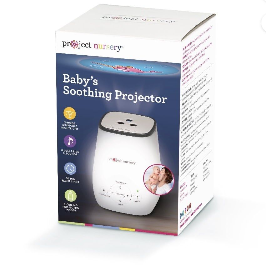 Project Nursery 4-in-1 Soothing Projector with 8 Pre-Loaded Sounds, Nightlight and Timer - White