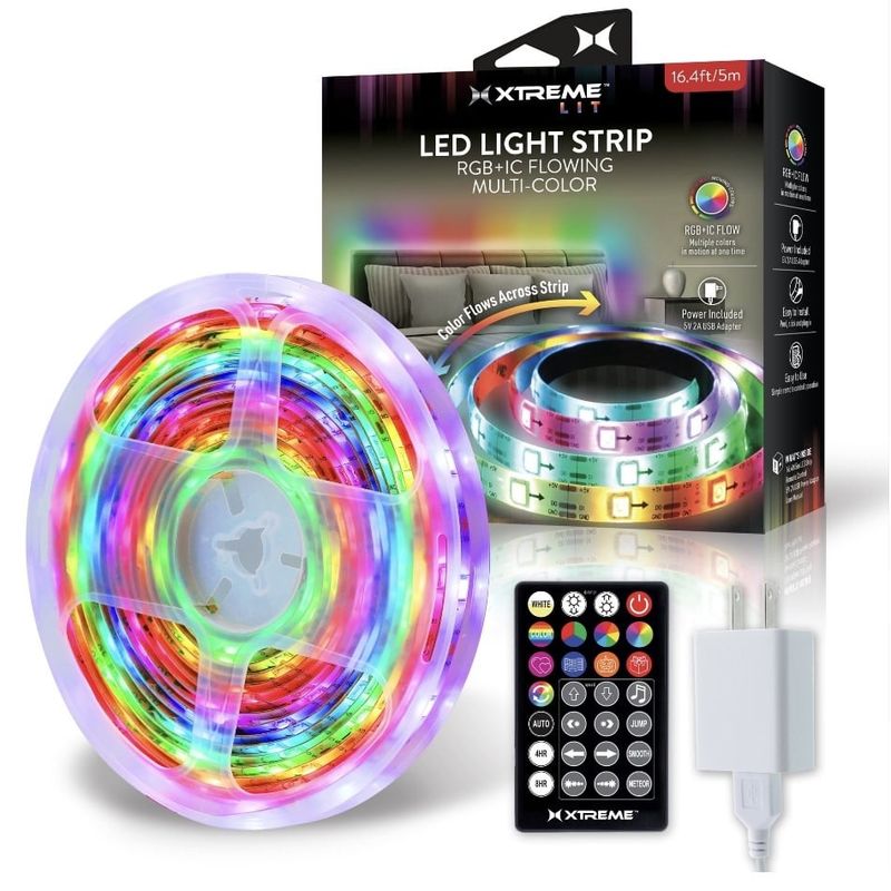 Xtreme Lit 16.4ft Color Flow Multi-Color Indoor LED Light Strip, Remote Control