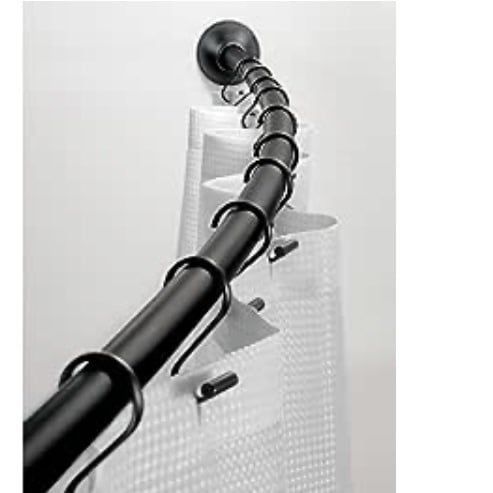 Matte black curved shower curtain rod