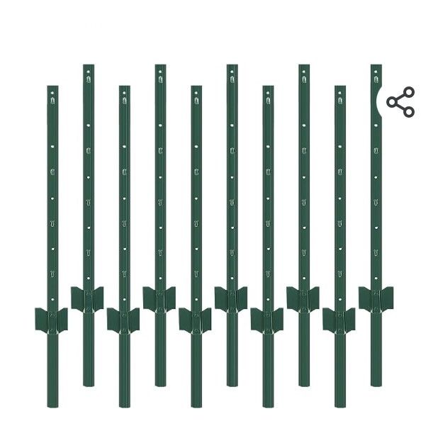 MTB 10 Pack Steel Fence Posts 3’, Heavy Duty Metal Fence Post with U-Channel, Garden Wire Fence