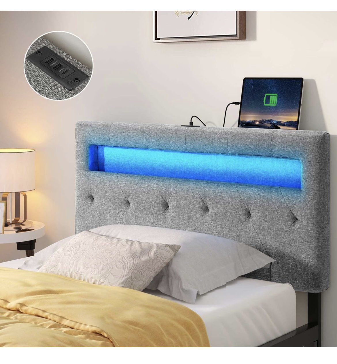 Twin sized LED lit headboard
