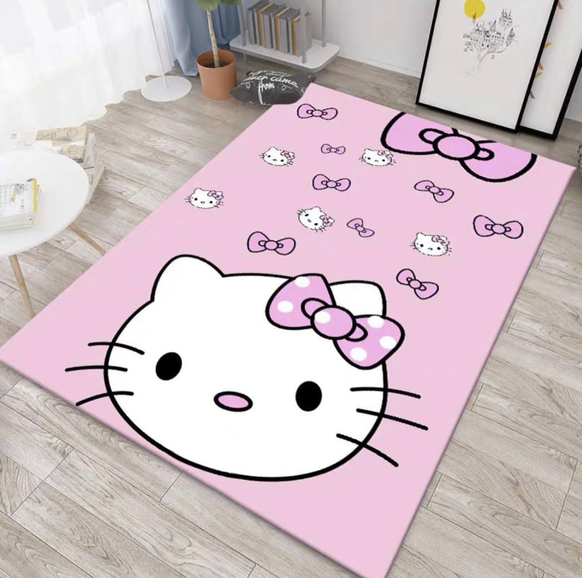 Hello kitty pink washable rug 2’8” x 5’3”