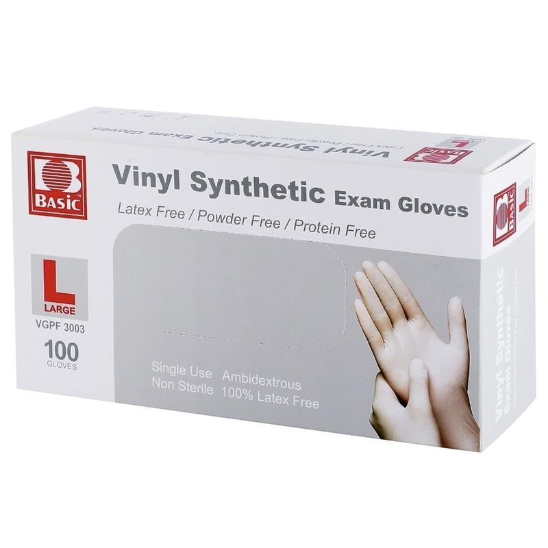 Vinyl synthetic exam gloves