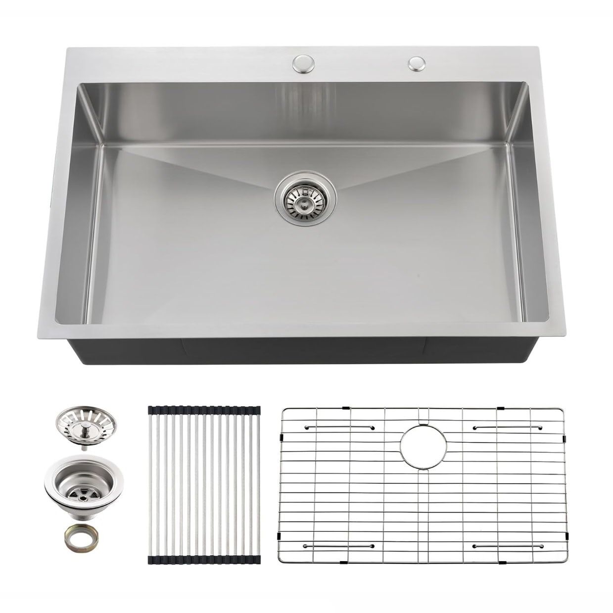 EcoChannels stainless steel drop in kitchen sink 45x44x31