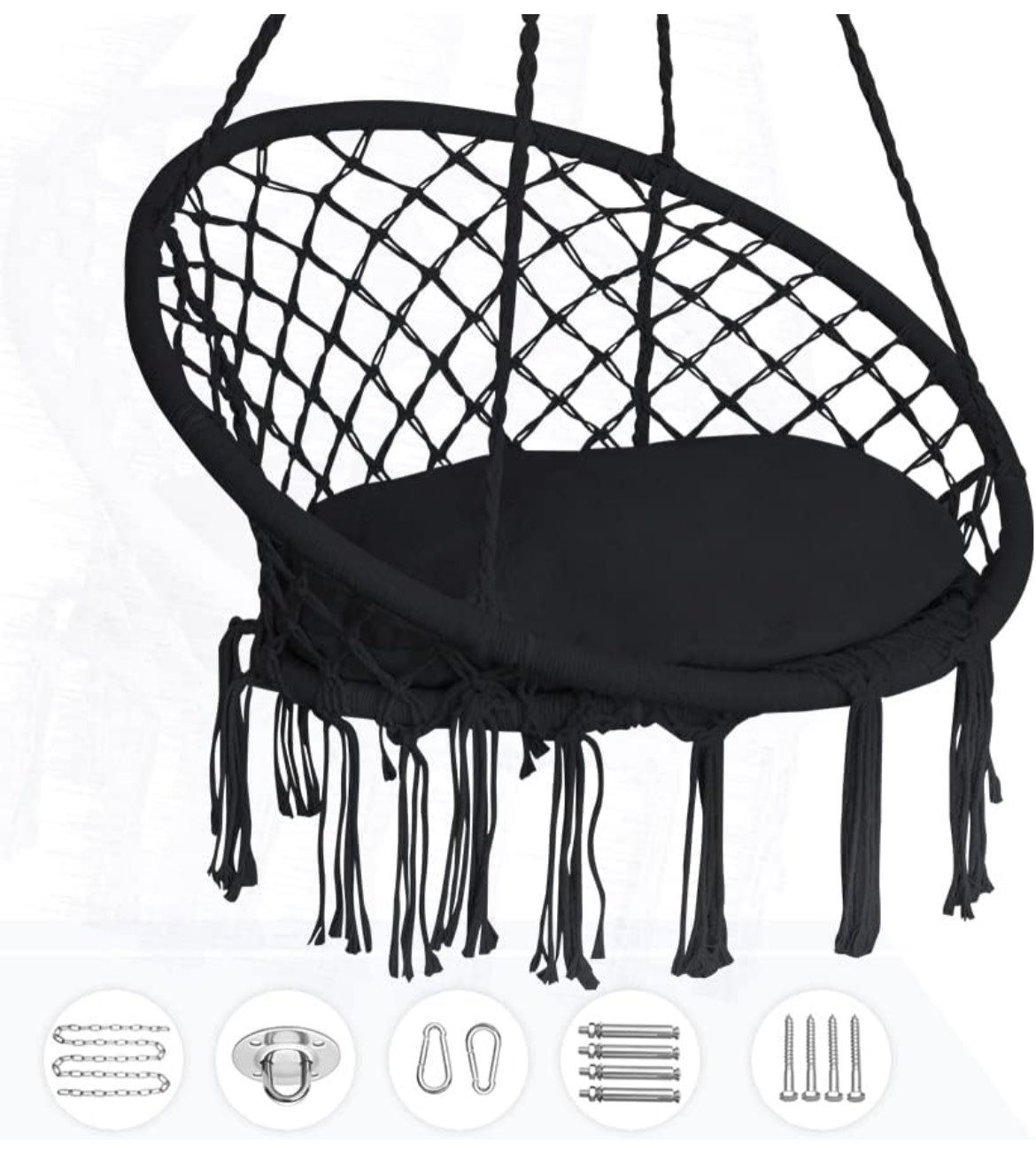 Rope Hammock chair swing - BLACK