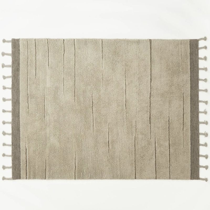 5&#39;x7&#39; Rush Valley Wool Tufted Border with Tassels Rug Beige