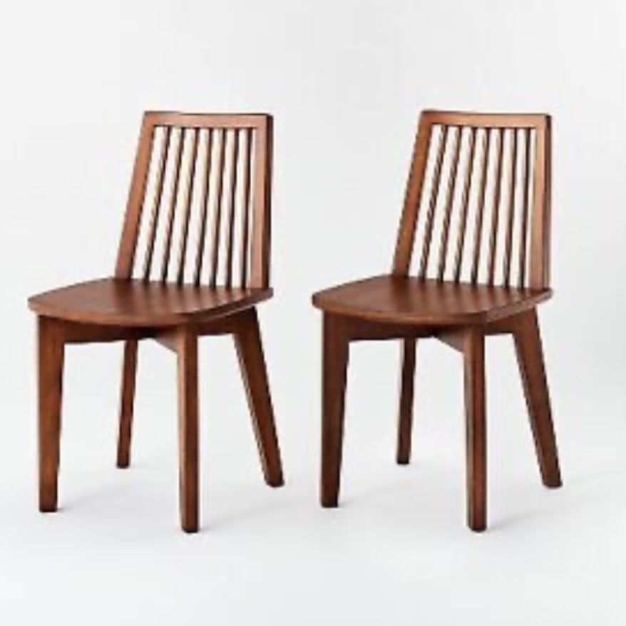 2pk Linden Modified Windsor Wood Dining Chairs Walnut