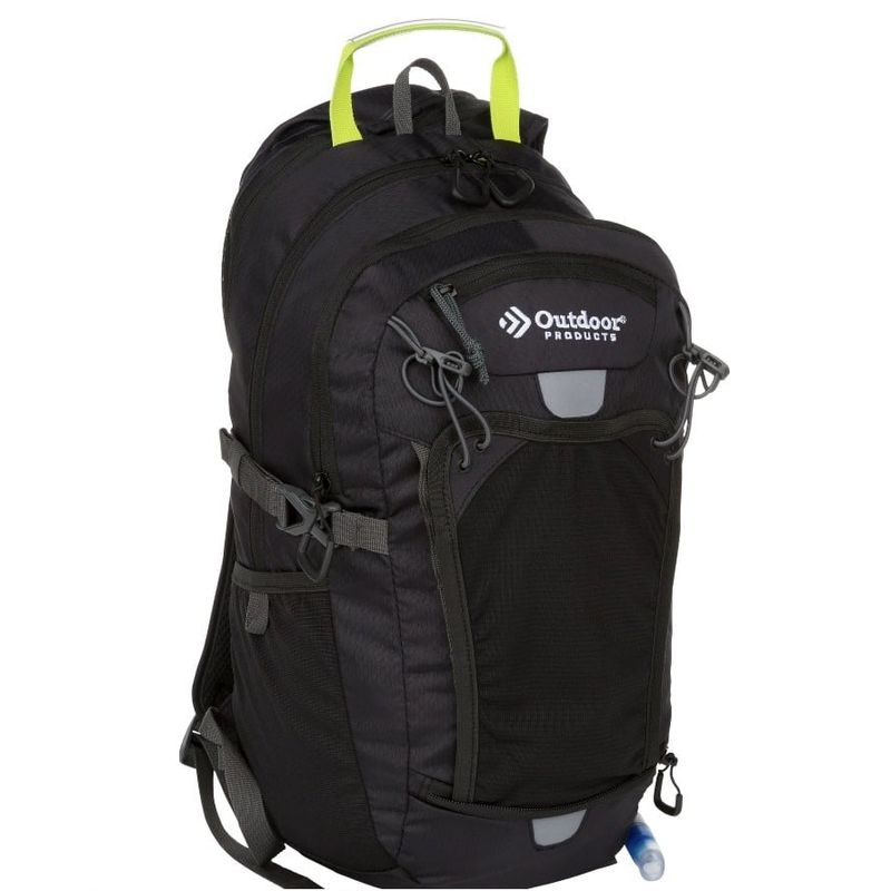 Outdoor Products Deluxe 17 Ltr Hydration Backpack, with 2-Liter Reservoir, Black, Unisex, Adult