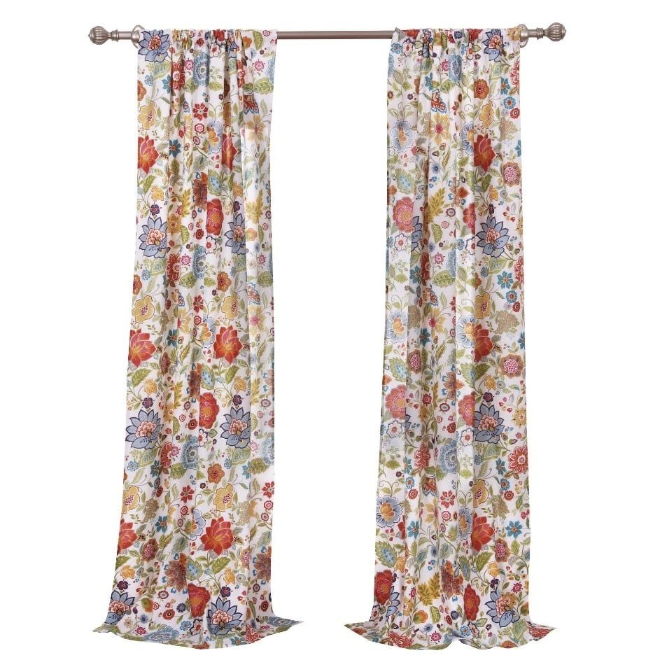 Global Trends Amanda Floral Curtain Panel, Set of 2, 63-inch L, White (please be advised that sets may be missing pieces or otherwise incomplete)