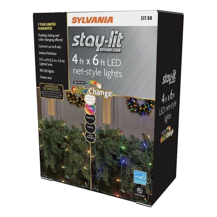 SYLVANIA Staylit 100 Count Color Change LED, 4ft x 6ft