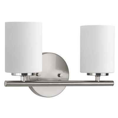 13 2 Light Brushed Nickel Etched Glass Modern Bath Vanity Light