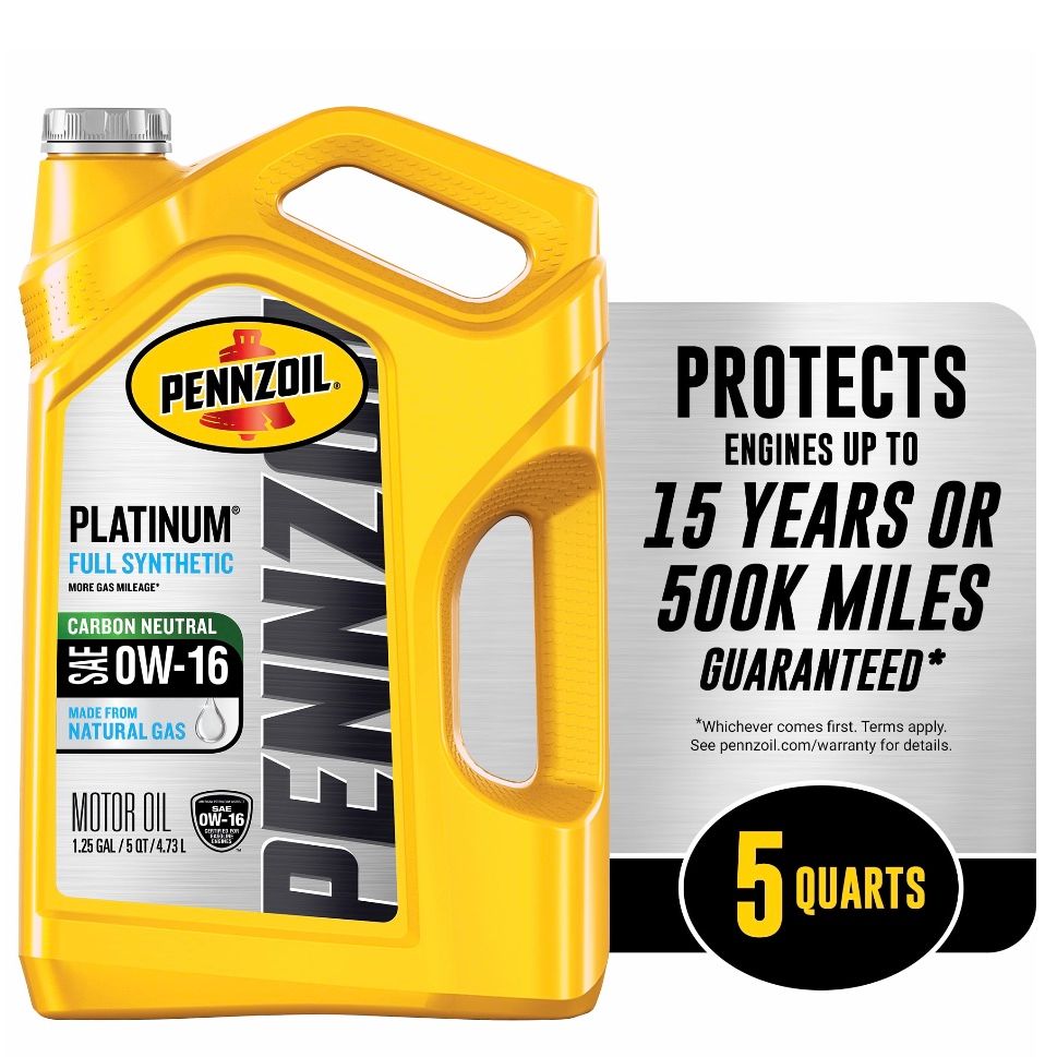 Pennzoil Platinum 0W-16 Full Synthetic Motor Oil, 5-Quart