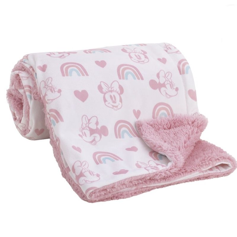 Disney Minnie Mouse Rainbow and Hearts Blanket