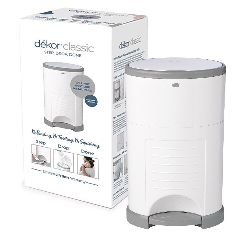 Dekor Classic Hands-Free Diaper Pail  White