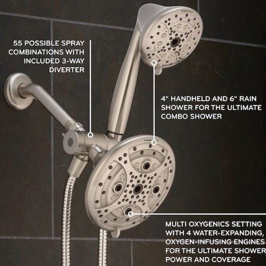 Drench Brushed Nickel Dual Combo Shower Head