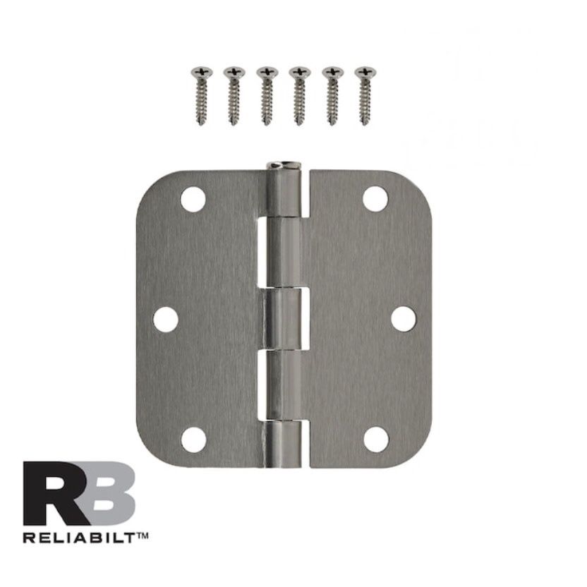 3.5x5/8” Radius Satin Nickel Interior Door Hinge, 10pcs