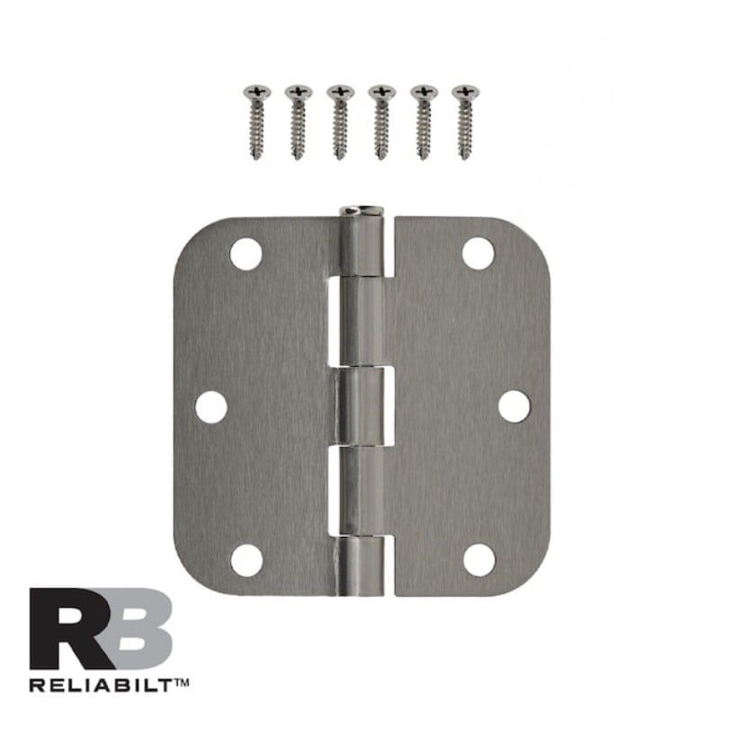3.5x5/8” Radius Satin Nickel Interior Door Hinge, 8pcs