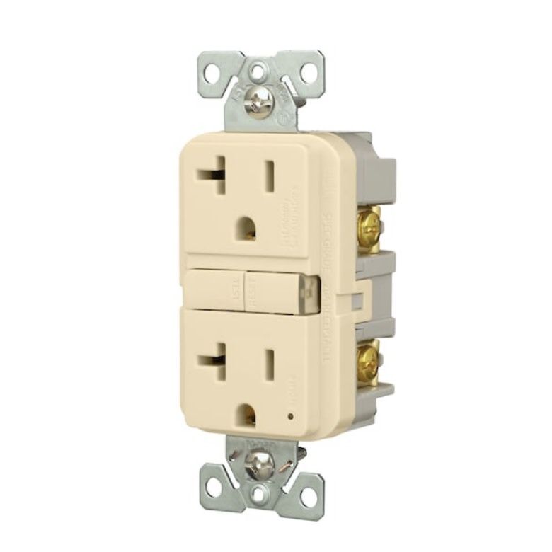 20-Amp 125-Volt GFCI Residential Decorator Outlet, Ivory