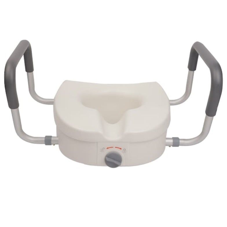 Elevated Toilet Seat with Safety Rail