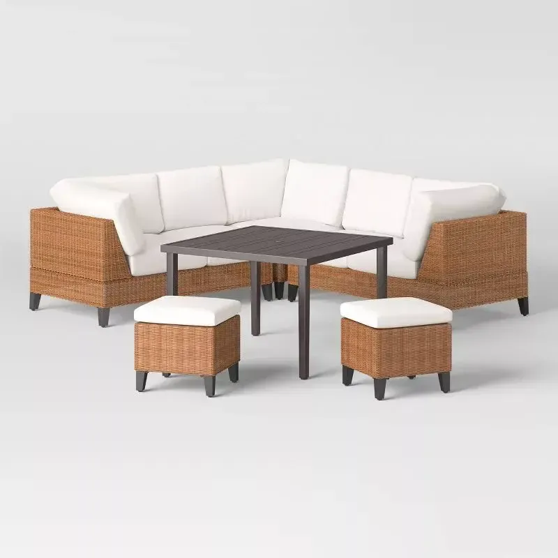 Brookfield outdoor L shaped sectional with 2 ottomans