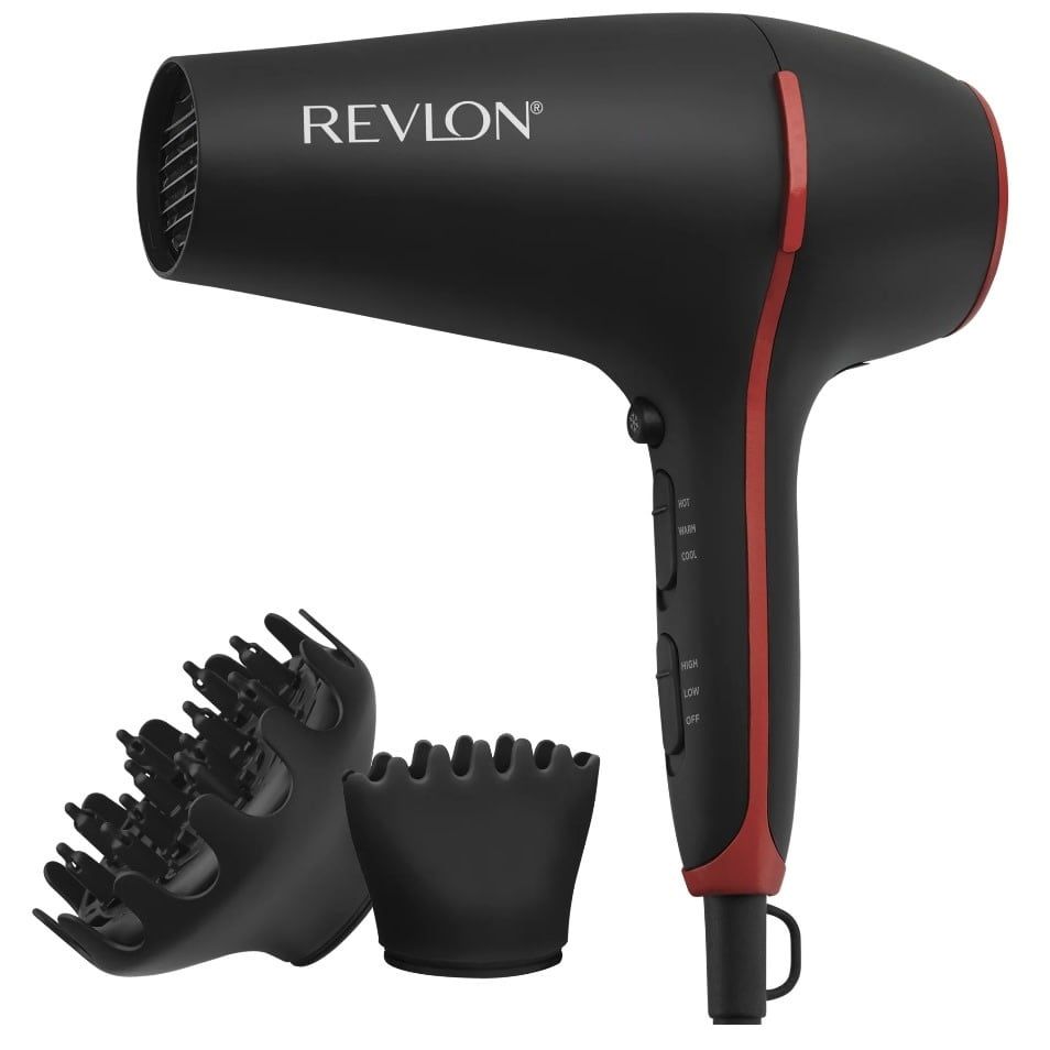 Revlon Smoothstay Coconut Oil-Infused Ceramic Hair Dryer, Black