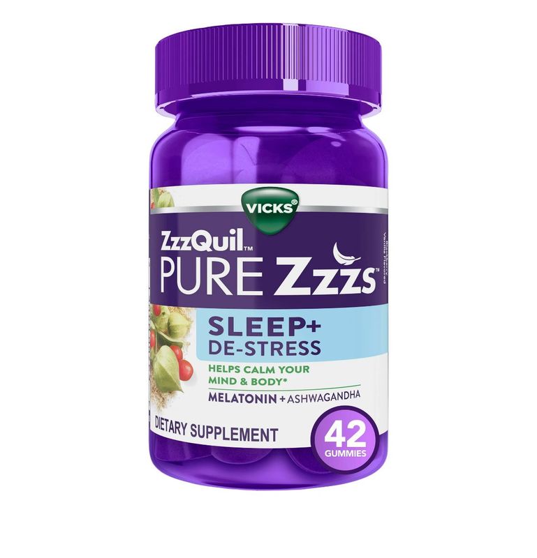 Vicks ZzzQuil Pure Zzzs De-Stress Melatonin Sleep Aid Gummies, Dietary Supplement, 42 Ct