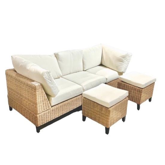 Brookfield outdoor sofa with 2 ottomans