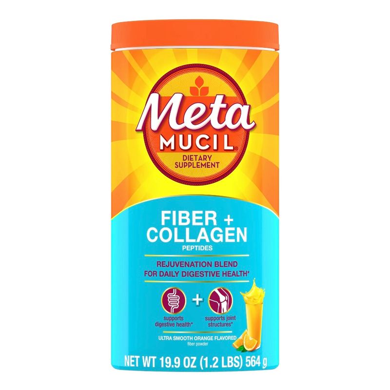 Metamucil Fiber + Collagen Psyllium Husk Fiber Supplement