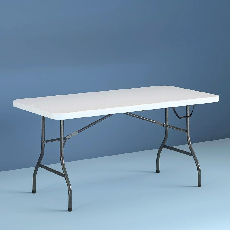 Cosco 6 foot centerfold folding table, white