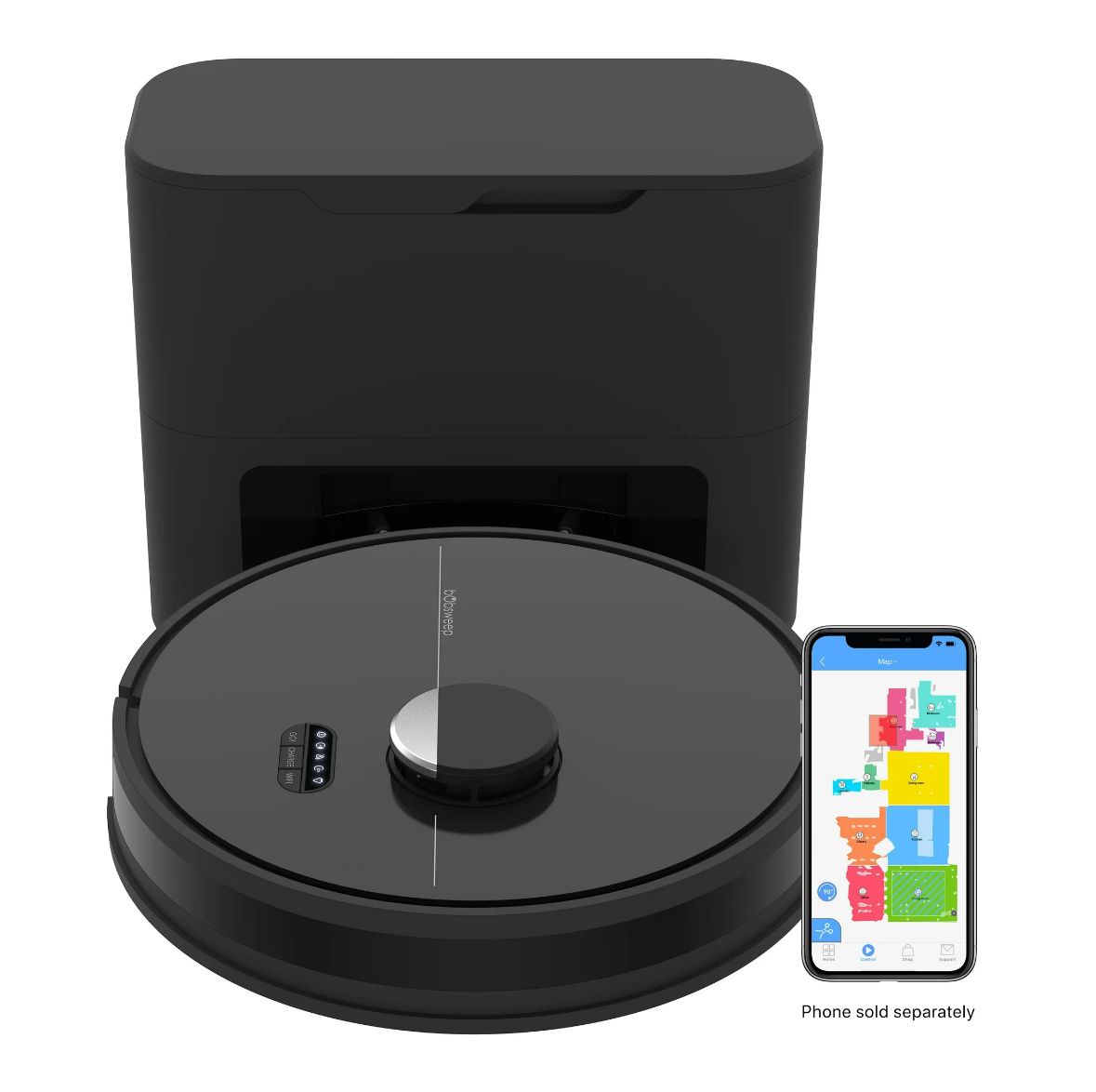B0bsweep Dustin Wi-Fi self emptying robot vacuum &amp; mop