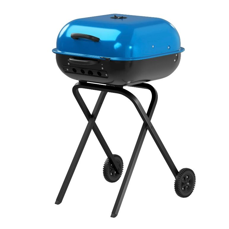 Americana Walk-A-Bout Portable Steel Charcoal Grill in Blue