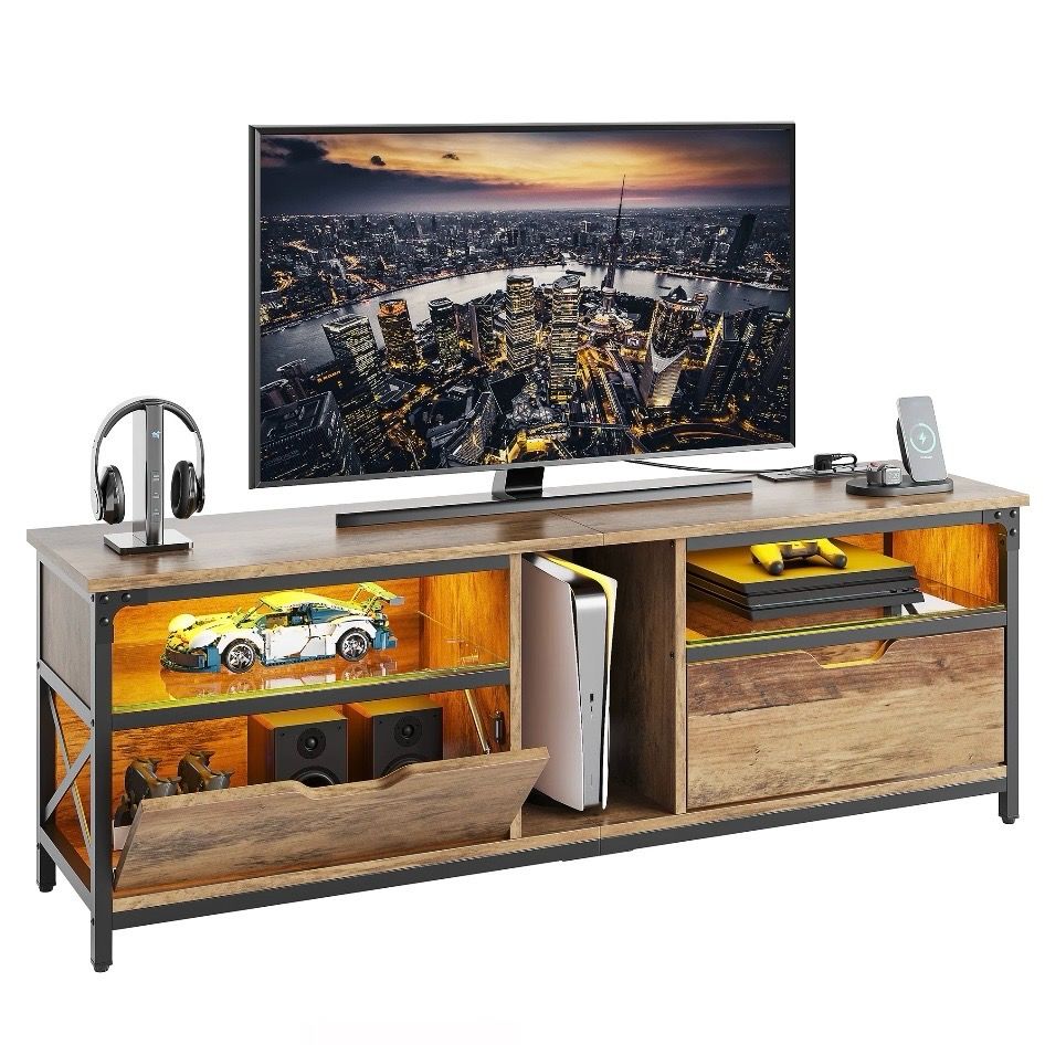 Bestier TV Stand with LED Lights for TVs up to 75&quot;