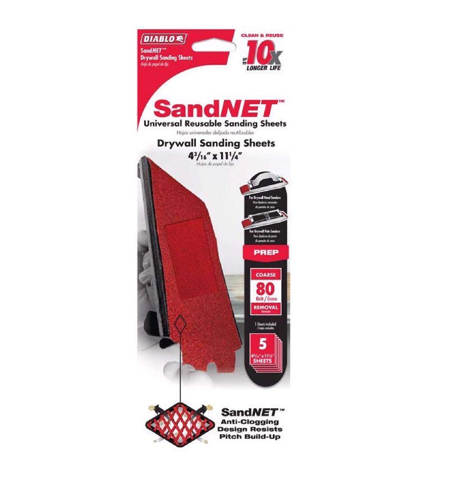 SandNET Drywall Reusable Sanding Sheets 80 Grit