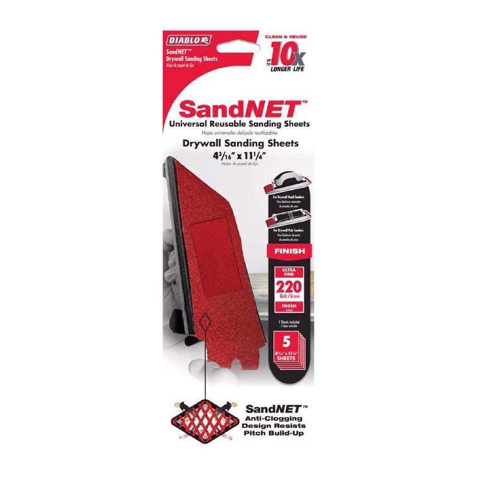 SandNET Drywall Reusable Sanding Sheets 220 Grit