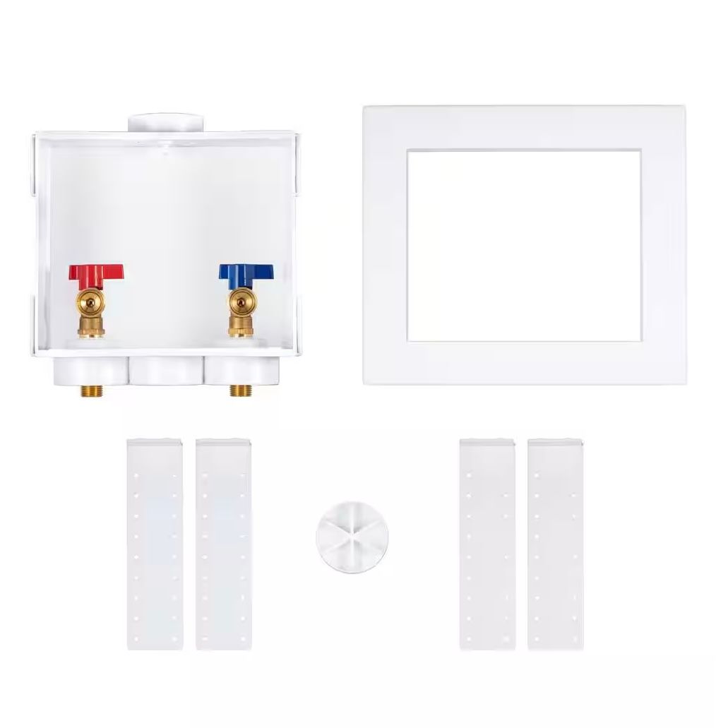 Oatey 2 in. Copper Washing Machine Outlet Box with 1/4 Turn Valves