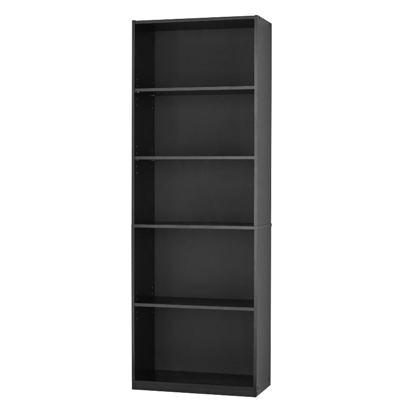 Mainstays 5-Shelf Bookcase with Adjustable Shelves, True Black Oak