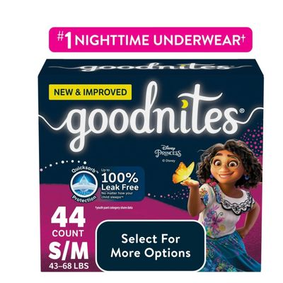 Goodnites Nighttime Bedwetting Underwear for Girls, S/M, 44 Ct