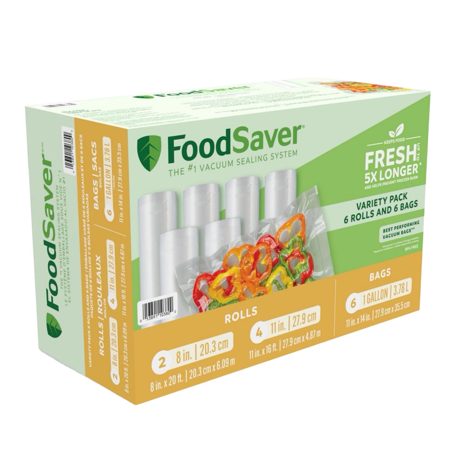 FoodSaver Variety Pack 6 Rolls and 6 Bags