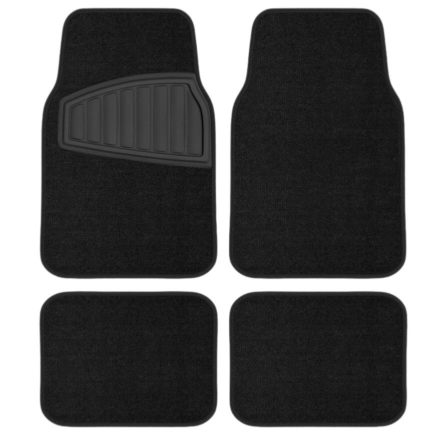 4PC Carpet Floor Mat Black - Universal Fit