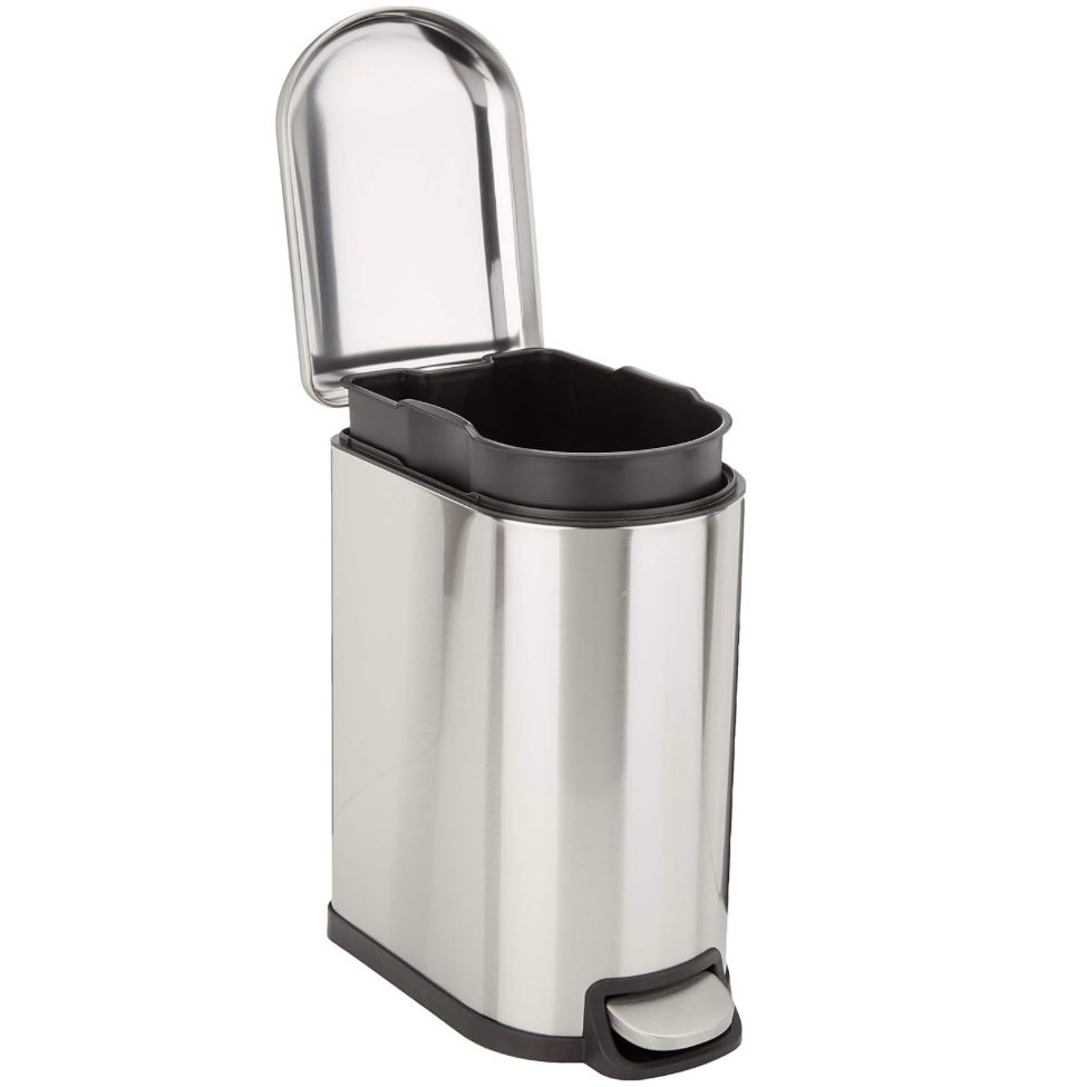 30L Silver Trash Can with Lid