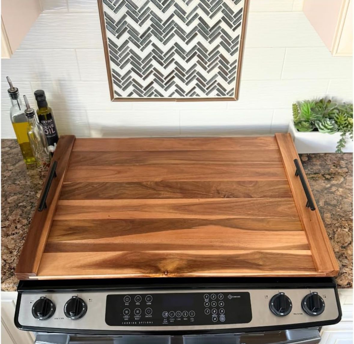 Wood cutting board stove cover