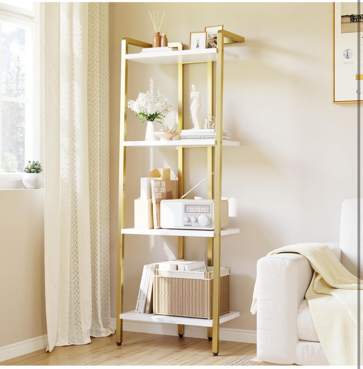 4 tier ladder freestanding bookshelf